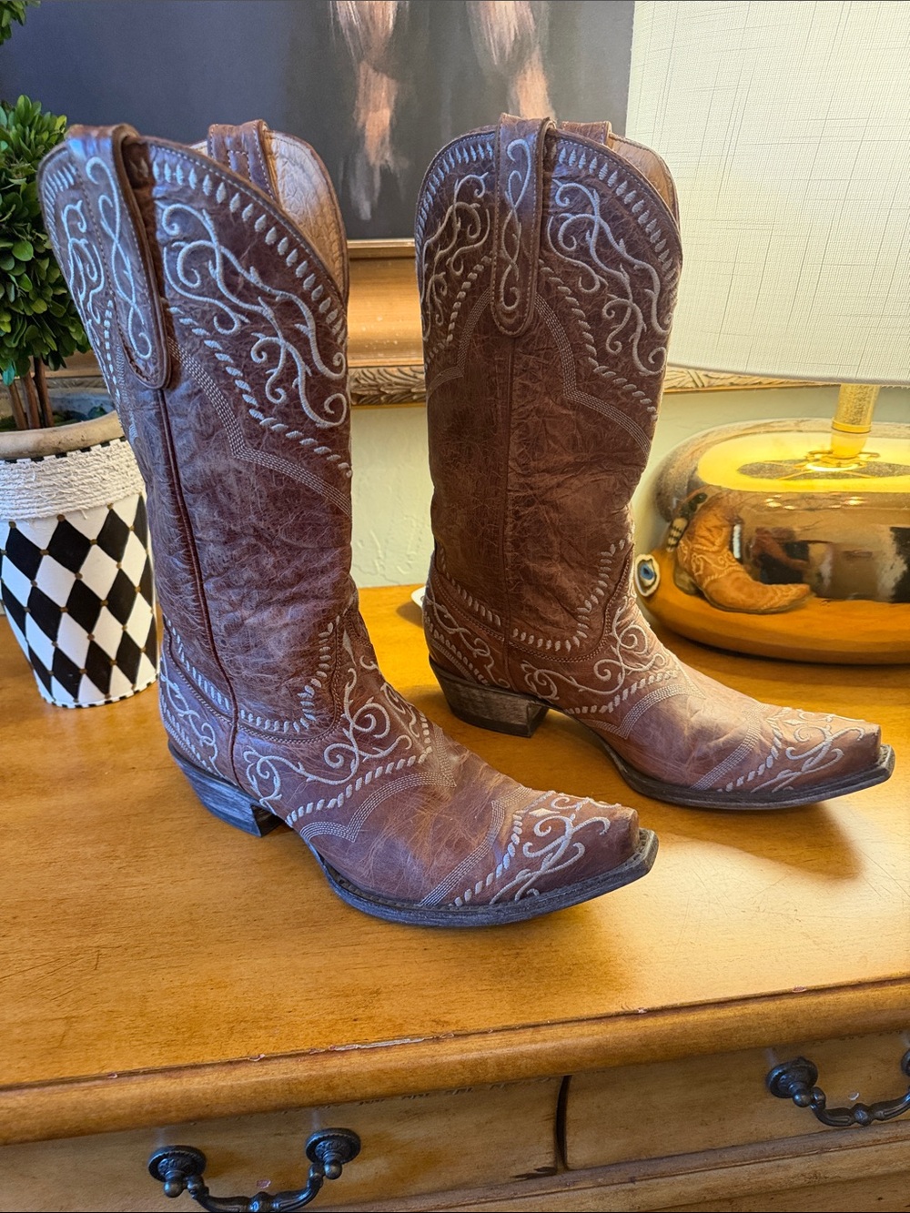 Old Gringo Brown Western Embroidered Leather Boots - Picture 5 of 5